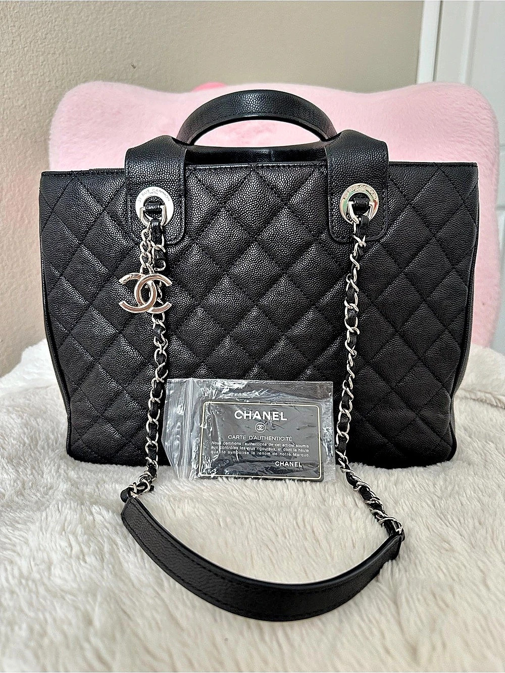 Chanel Caviar Quilted Large Urban Companion Top Handle Shopping Tote Black